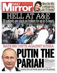 Helen Miller on X: "Tuesday's DAILY MIRROR: Putin the pariah  #tomorrowspaperstoday https://t.co/of8Z1RP1rT" / X
