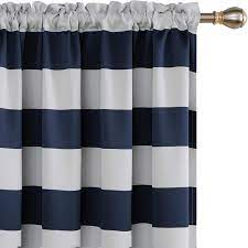 Unlike a superhero or a favorite song, stripes remain appropriate as occupant of room matures. Amazon Com Deconovo Navy Blue Striped Room Darkening Curtains Rod Pocket Nautical Navy And Greyish White Striped Curtains For Kids Room 42w X 63l Navy Blue 2 Panels Home Kitchen