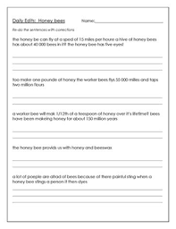Editing Worksheet About Bees Improve Reading Skills Worksheets Parts Of Speech Worksheets