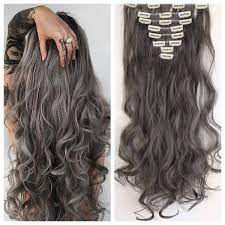 Dark Grey Hair Extensions Curly Hair 24 185g Clip In Hair Extensions Curly Hair Styles Dark Grey Hair