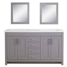Our selection includes all types of furniture available in a variety of sizes, designs, styles and finishes so you can get an organized bathroom that expresses your individual style. Bathroom Vanities Double Sink Bathroom Vanities