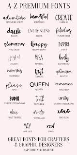Premium Font List By Nap Time Alternative Silhouette Cameo Fonts Cricut Explore Fonts Crafting Fonts Graphic Des Yazi Fontlari Harfleme Alfabe Yazi Tipleri
