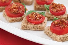Tomato Basil And Bacon Canapes Teatime Magazine Recipe English Tea Recipes Food Holiday Appetizers Recipes