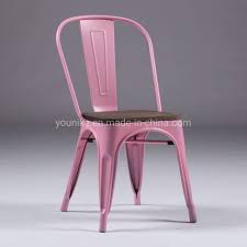Transcending several decades, these tolix style chairs are no longer just meant for the bistro. China Industrial Tolix Modern Metal Dining Chair With Wood Seat Pink China Tolix Chair Metal Chair