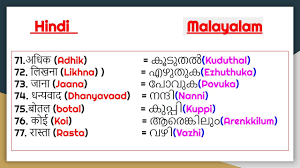 100 Useful Words In Hindi And Malayalam Youtube