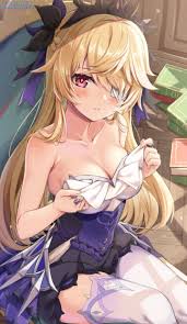 ribbon, book, red eyes, strapless, strapless dress - Anime R34