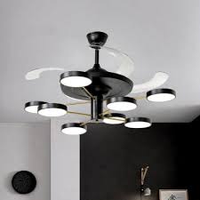 Designed to be used indoors. 39 5 Wide Tiered Circle Ceiling Fan Light Modern Acrylic Living Room Small Large Led Semi Flush Mount In Black 4 Blades Beautifulhalo Com