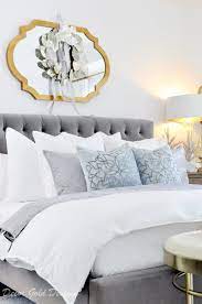 Maybe you would like to learn more about one of these? Christmas Bedroom White Gray Icy Blue Christmas Christmasdecor Christmasbedroom Grey And Gold Bedroom Luxury Bedroom Furniture White Gold Bedroom