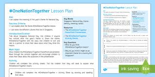 The national language of singapore is malay for historical reasons, and it is used in the national anthem, majulah singapura. Onenationtogether Lesson Plan Teacher Made