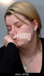 Jane Bowden, the fiancee of murdered father Peter Woodhams, cries during a  news conference at Snow Hill police station, London Stock Photo