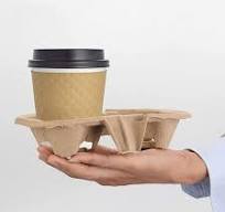 [Hot Item] Coffee Paper Cup Tray Takeout Packaging Cup Holder Pulp Cup  Holder