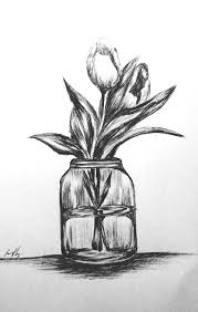 Roughly shade over the paper with a 6b pencil then blend in your shading with a blending stump. Daily Drawing Challenge Still Life Ink Drawing Of A Flower Vase Steemit