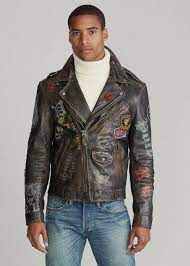 Polo Ralph Lauren Cow Leather Jacket Skull Skeleton Artist Artwork Paint Moto Ebay Ralph Lauren Leather Ralph Lauren Leather Jacket Polo Ralph Lauren
