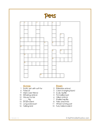 Baby Animals Crossword Puzzle My Printable Puzzles