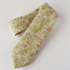 Handmade Liberty Tana Lawn Tie Claire Aude Yellow Floral Tie