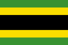The colours of the jamaican flag is black, green ,and gold. Flag Of Jamaica Wikipedia