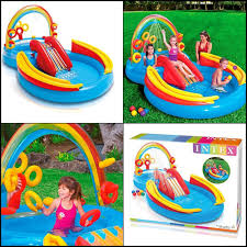 Swimming Pool Inflatable Play Center Rainbow Ring Water Play For Kids Summer Water Play For Kids Play Centre Inflatable Swimming Pool