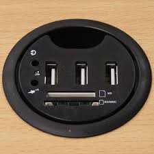 Usb Desk Grommet With 3 Usb 2 0 Multi Card Reader And Headphone Microphone Jacks Diameter 2 75 Inch Pi Manufacturing Desk Grommet Usb Card Reader