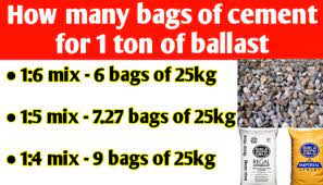 Approximately 6 to 6.2 bags of cement per cubic meter of concrete. How Many Bags Of Cement Per Ton Of Ballast Civil Sir