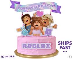 Tortas de roblox para niñas. Chica Roblox Cake Topper Rosa Roblox Cumpleanos Fiesta Etsy