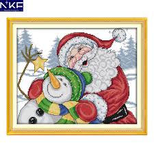Nkf Merry Christmas Needle Craft Chinese Cross Stitch Charts Counted Stamped Christmas Cross Stitch Kits For Home Decoration