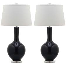 Table de salle à manger extensible 'tadam' blanche avec pied. Safavieh Blanche 32 In Navy Gourd Table Lamp With White Shade Set Of 2 Lit4148a Set2 The Home Depot