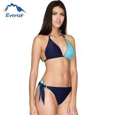 Double Side Fashion Swimsuit Bikini Swimsuit Triangle Halter Two Piece Bathing Suits Navy