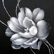Acrylic Black And White Flower Painting Magnolia Oil Painting On Canvas In Black And White Black Canvas Paintings Black Canvas Art White Painting