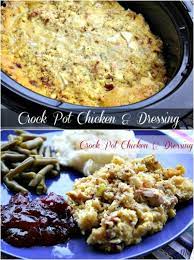 Crock Pot Chicken Dressing I Love This Recipe Because You Just Layer Everything In The Crock Pot And Crockpot Recipes Slow Cooker Recipes Crockpot Recipes