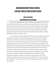 Teori motivasi x dan y diidentifikasikan oleh douglas mcgregor pada tahun 1960 yang dianut dalam tingkatan manajemen. Doc Kuesioner Motivasi Kerja Untuk Penelitian Kuantitatif Eko Hertanto Program Pascasarjana Andika 0clinus Academia Edu