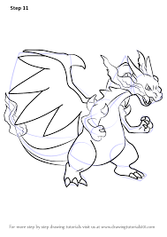 Learn How To Draw Mega Charizard X From Pokemon Pokemon Step By Step Drawing Tutorials Pokemon Drawings Pokemon Coloring Pages Drawings