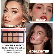 Amazon.com: Contour Palette, 8 Shades with Blush Bronzer Highlighter, 3 in  1 Face Contouring Makeup Palette for Sculpt the Cheeks, Blendable,  Buildable, Easy to Apply, Matte and Shimmer Finish (02, Set) :