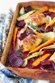One Pan Citrus Beets Roasted Chicken Recipes To Nourish