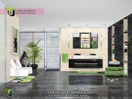 A Modern Bathroom That Creates A Simplistic And Clean Feeling Equipped With A Bathtub Sink Shower And Toilet Found In Tsr Sims Bathroom Sets Sims 4 Update