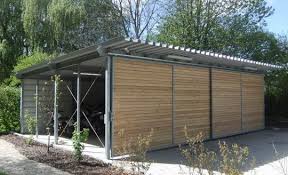 Carport Als Stahlkonstruktion Mit Holzverkleidung Und Trapezblechen Trapezblech Dach Carports Carport