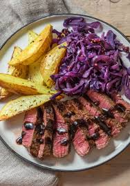 Easy Steak Recipe With Rosemary Potatoes Braised Cabbage And A Cranberry Balsamic Sauce Try Hellofresh Today With Hello Fresh Recipes Recipes Beef Recipes