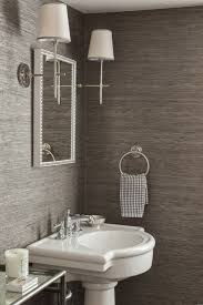 Gray Grasscloth Transitional Bathroom Design Manifest Powder Room Design Bathroom Wallpaper Transitional Bathroom Design