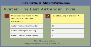If you're confident you know who rules the house of wolves, or where ghosts get their power, or what happened to the helium king, then it's time to take the destiny lore quiz and show your stuff! Avatar The Last Airbender Trivia