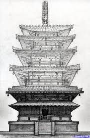 How To Draw A Pagoda Japanese Pagoda Step 18 Japanese Pagoda Traditional Japanese Architecture Japan Architecture