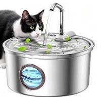 FWMB 3.2L/108 oz Cat Water Fountain Stainless Steel with Filter, Pets Water  Fountain, Visual Water Level Window