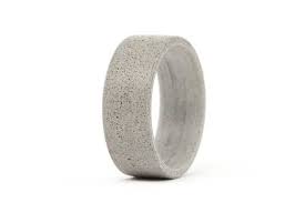 Gray Concrete Flat Ring For Him Cement Men S Wedding Etsy