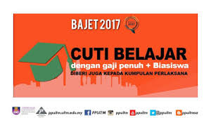 Kemudahan cuti kuarantin ini diperluas kepada pegawai yang anaknya menghidap penyakit berjangkit dan perlu dikuarantin. Pemakluman Iklan Cuti Belajar Bergaji Penuh Kepada Staf Pentadbiran Persatuan Pentadbir Uitm