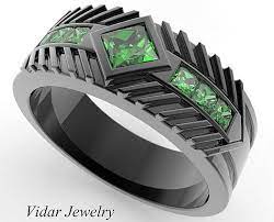 Man Emerald Ring Men Wedding Band Black Emerald Wedding Etsy Blue Diamond Wedding Band Blue Diamond Wedding Ring Black Wedding Rings