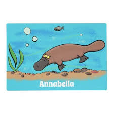 Cute Platypus Swimming Cartoon Placemat Zazzle Com In 2020 Swimming Cartoon Placemats Cartoon