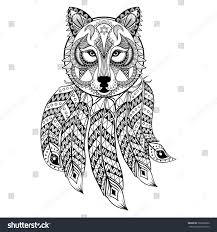 Wolf drawing tattoo, wolf illustration, dream catcher coloring pages. Ornamental Wolf With Dreamcatcher Ethnic Royalty Free Stock Photo 366269822 Avopix Com
