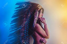 They come in 3 sizes, to match your length of hair. Beautiful Young Brunette With Big American Indian Plume Of Brown Stock Photo Picture And Royalty Free Image Image 100013034