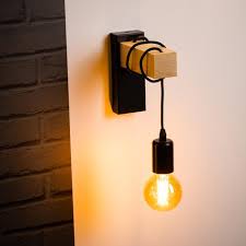Plafonnier Industriel E27 Townshend Bois Noir 3 X 60 W Eglo Leroy Merlin Applique Murale Bois Parement Mural Decoration Murale Industrielle