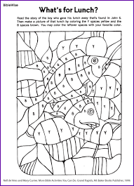 This bible lesson plan for children can be used in sunday school or children's church. Fill In Picture Of Loaves And Fishes Coloring Activity Kids Korner Biblewise