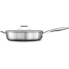 The dimensions are 14.5l(including handle) x 7.75w x 4h. Amazon Com Calphalon Saute Pan With Lid 5 Qt Silver Kitchen Dining