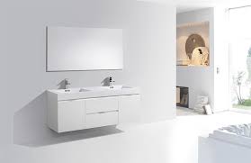 Typically, the first thing anyone notices when they walk into the bathroom is the furniture. Bliss 60 Gloss White Wall Mount Double Sink Modern Bathroom Vanity